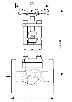 Robinet à soupape pour service Oxygène – SERIE 155900 | Dimensions