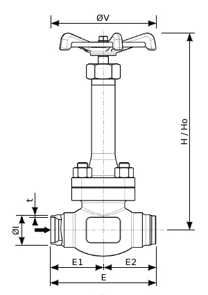 Stainless steel cryogenic globe valves with bolted bonnet – 160700 SERIES | Dimensions