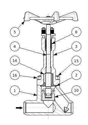 Stainless steel cryogenic globe valve with bolted bonnet – high pressure – 160700 HP | Nomenclature