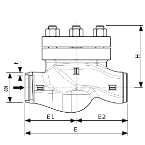 Stainless steel cryogenic lift-check valve with bolted bonnet – 260700 SERIES | Dimensions