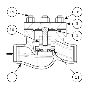 Stainless steel cryogenic lift-check valve with bolted bonnet – 260700 SERIES | Nomenclature