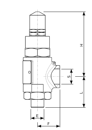 Soupapes de sûreté en bronze – SERIE 770100 | Dimensions