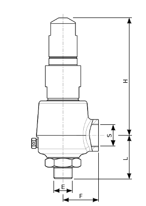 Soupape de sûreté en acier inoxydable – SERIE 770700 | Dimensions